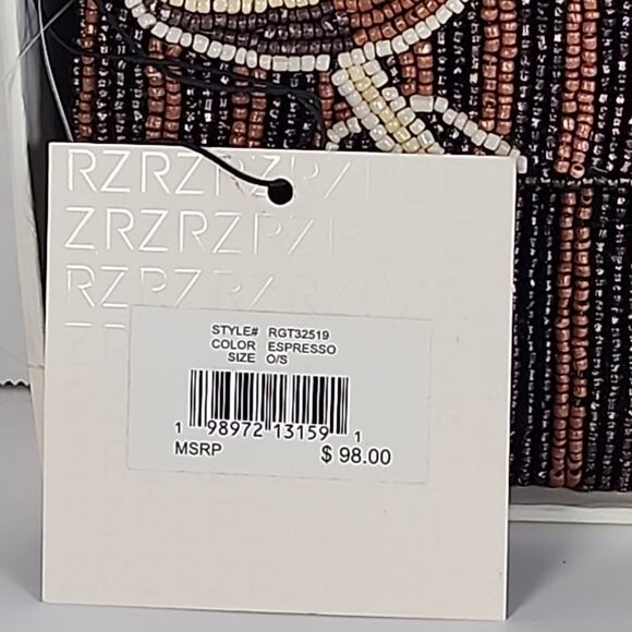 NEW Rachel Zoe Beaded Clutch Set 3pc Espresso Cocktail Brown Cream - Picture 4 of 7